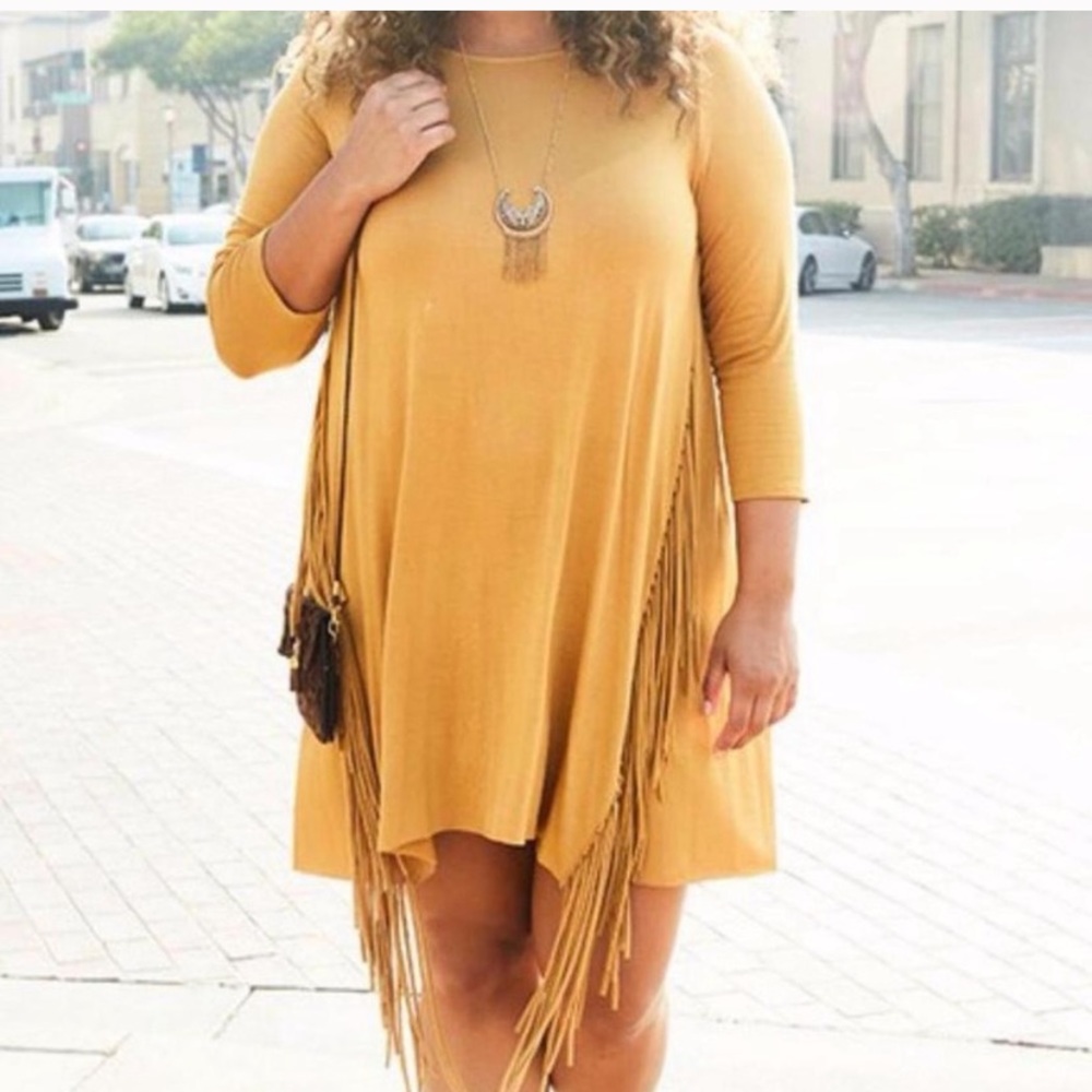 Mustard fringe dress